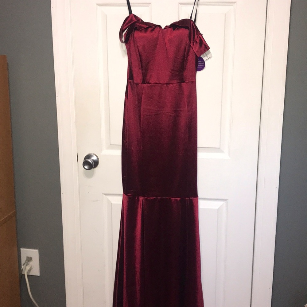 Burgundy off the shoulder Prom Dress